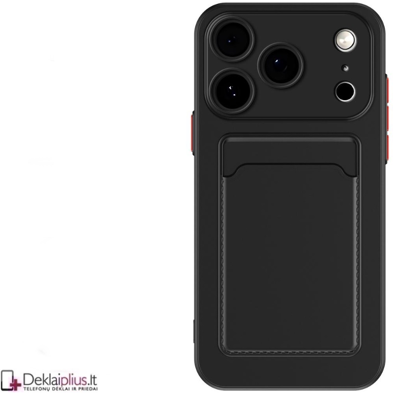 Guminis dėklas su kišenėle - juodas (Apple Iphone 17 Pro/Iphone 18 Pro) Guminis dėklas su kišenėle - juodas (Apple Iphone 17 Pro/Iphone 18 Pro)